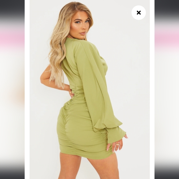 PrettyLittleThing Sage Green Dress Size US 2 - Picture 2 of 4
